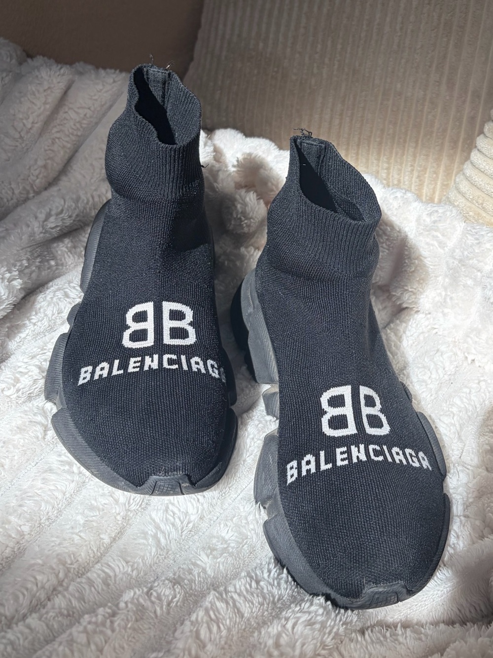 Balenciaga Black White BB Logo Sock Sneakers